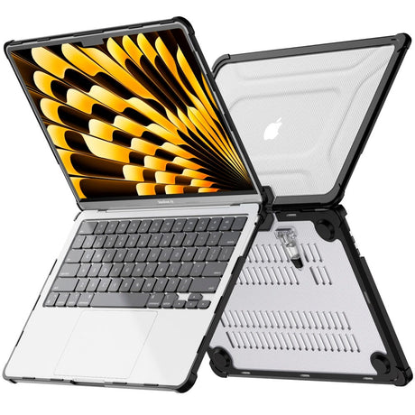 MacBook Air 13" M2 / M3 / M4 (2022 - 2025) - Tech-Protect SmartShell Pro Cover - Sort / Gennemsigtig