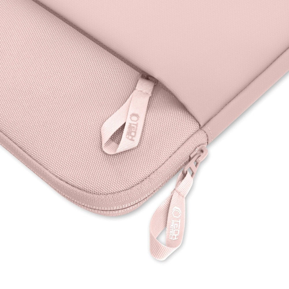 Tech-Protect MacBook / Laptop 15-16" Beskyttende Sleeve med Lomme - Foret Inderside - Lyserød