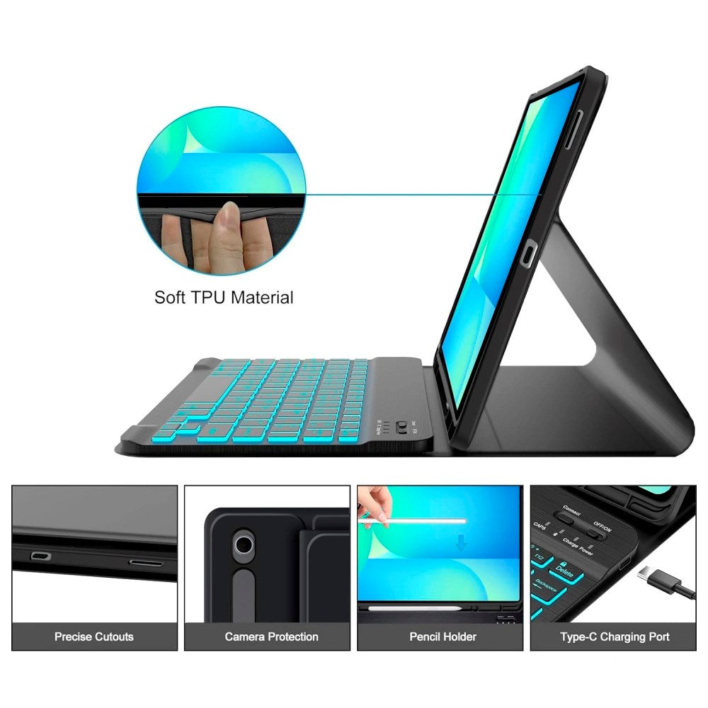 Samsung Galaxy Tab S10 FE+ (Plus) Tech-Protect Keyboardcover  - Engelsk Tastatur - Sort