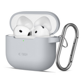 Tech-Protect Apple AirPods 4 Silikone Cover m. Karabinhage - Grå