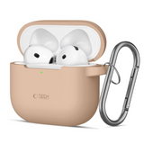 Tech-Protect Apple AirPods 4 Silikone Cover m. Karabinhage - Beige