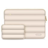 MacBook / Laptop 15-16" - Tech-Protect Puffy - Sleeve m. Lille Taske - Beige
