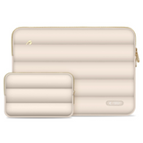 MacBook / Laptop 13-14" - Tech-Protect Puffy - Sleeve m. Lille Taske - Beige