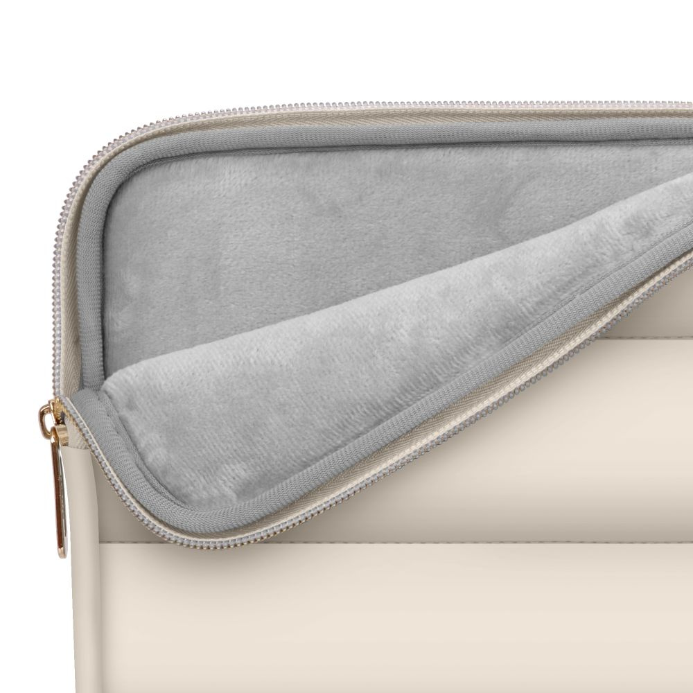 MacBook / Laptop 13-14" - Tech-Protect Puffy - Sleeve m. Lille Taske - Beige