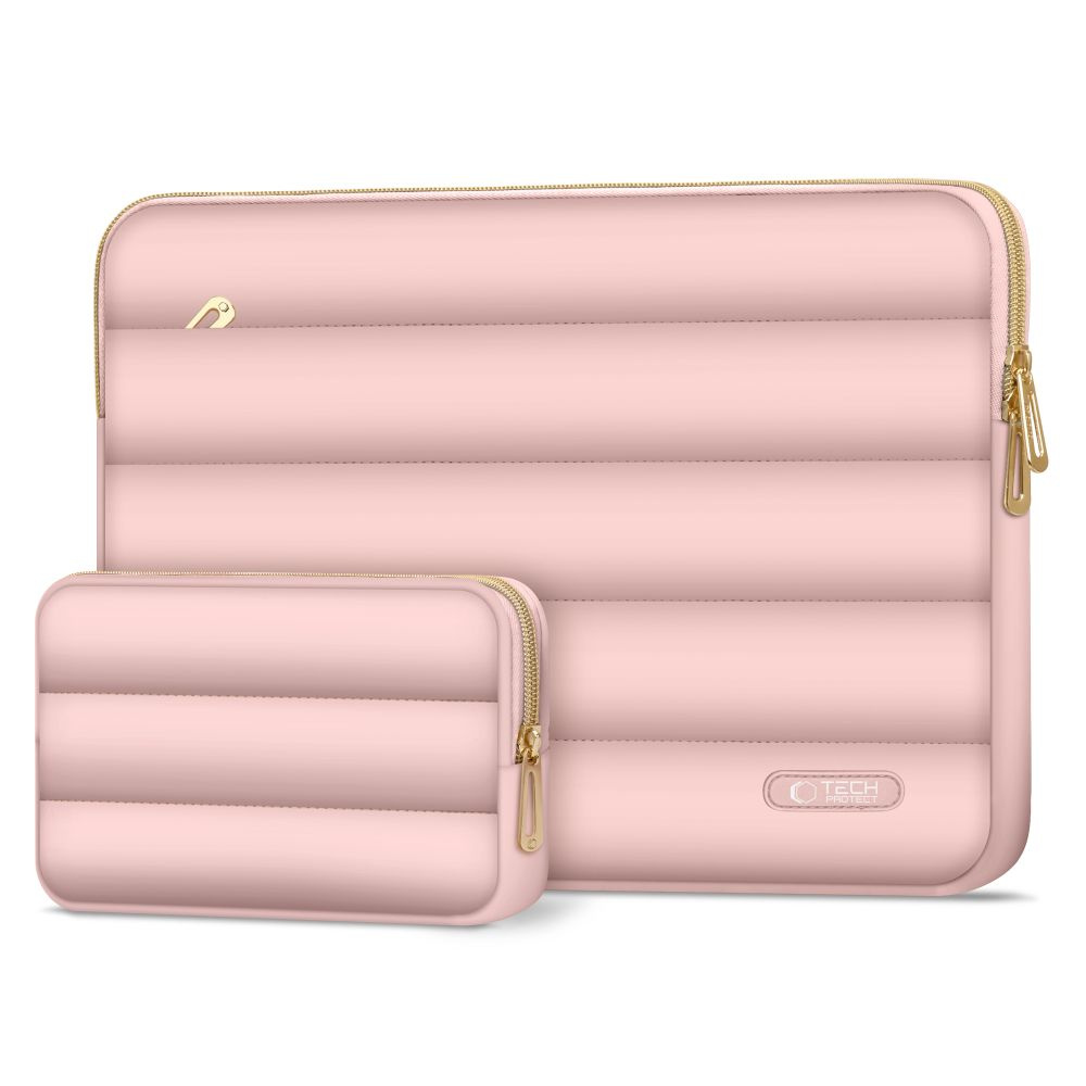 MacBook / Laptop 15-16" - Tech-Protect Puffy - Sleeve m. Lille Taske - Lyserød