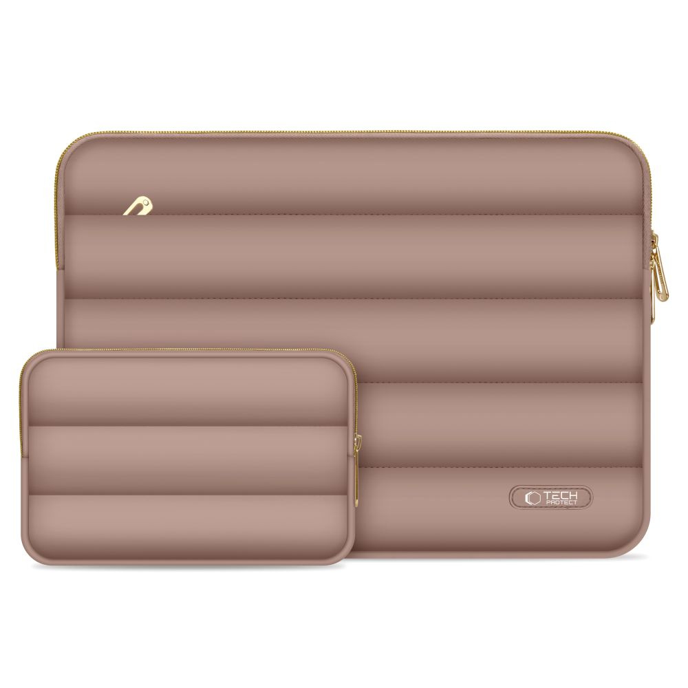 MacBook / Laptop 15-16" - Tech-Protect Puffy - Sleeve m. Lille Taske - Brun