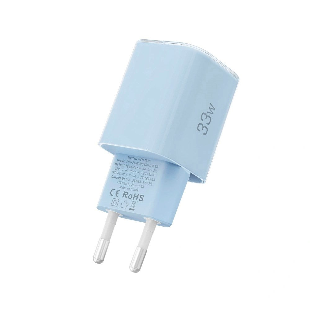 Tech-Protect 33W Vægoplader - 1x USB-A / 1x USB-C - Blå