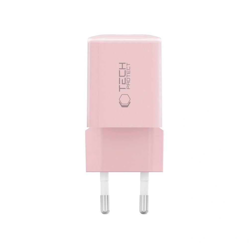 Tech-Protect 33W Vægoplader - 1x USB-A / 1x USB-C - Lyserød
