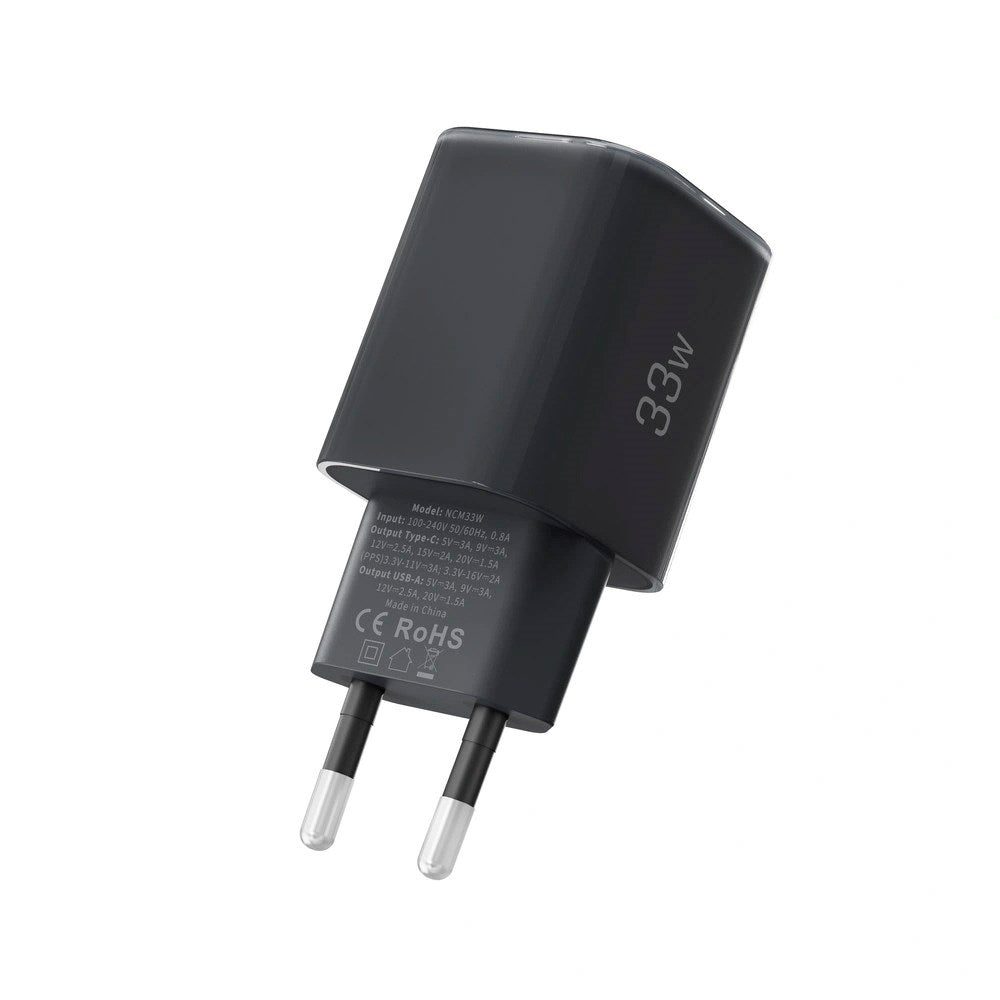 Tech-Protect 33W Vægoplader - 1x USB-A / 1x USB-C - Sort