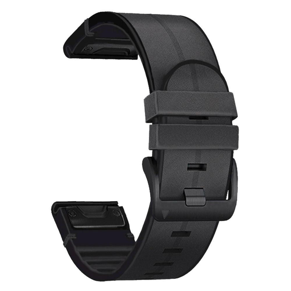 Universal Garmin 26mm QuickFit Rem Tech-Protect Læder Belagt Silikone - Sort