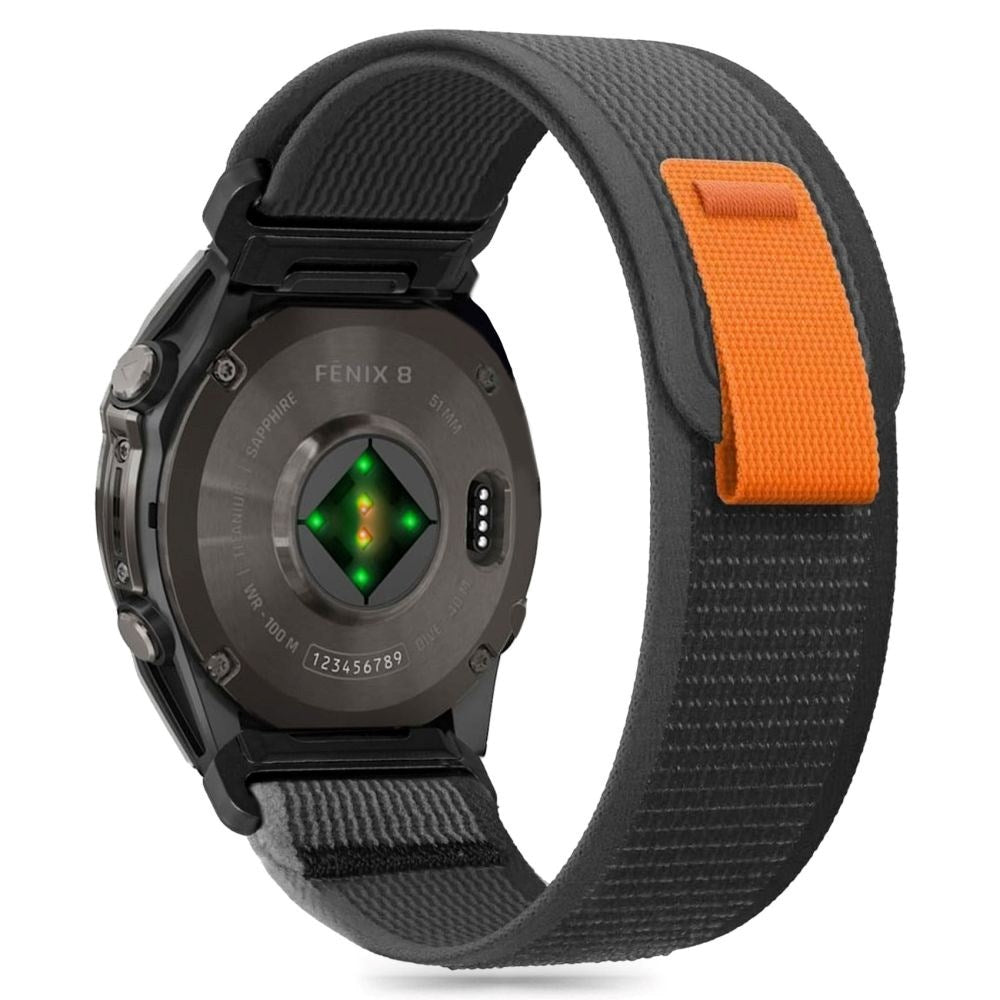 Universal Garmin 26mm QuickFit Tech-Protect Nylon Rem - Sort / Orange