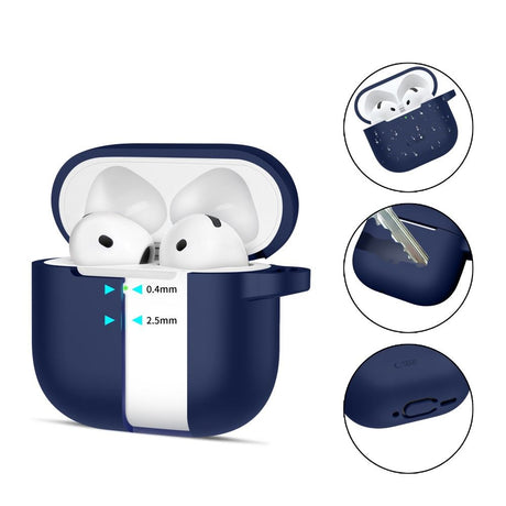 Tech-Protect Apple AirPods 4 Silikone Cover m. Karabinhage - Blå