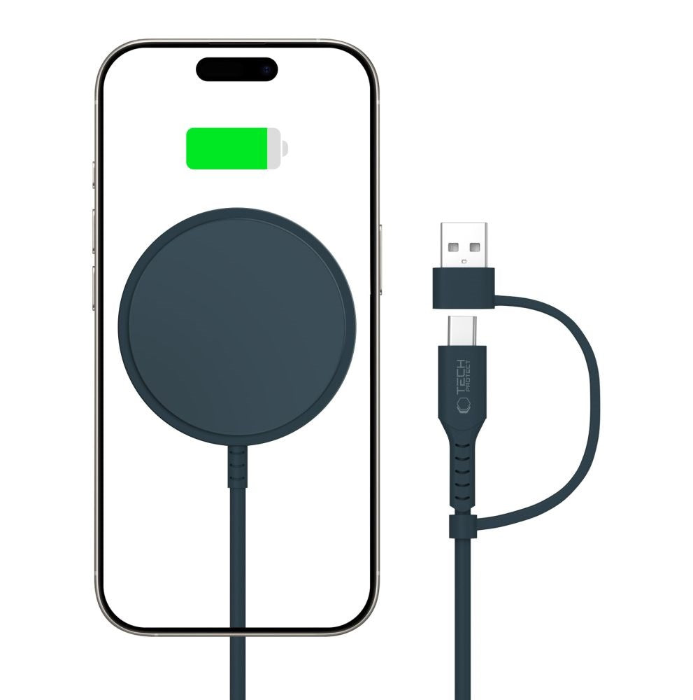 Magnetisk Qi15W Trådløs Oplader fra Tech-Protect - Blå