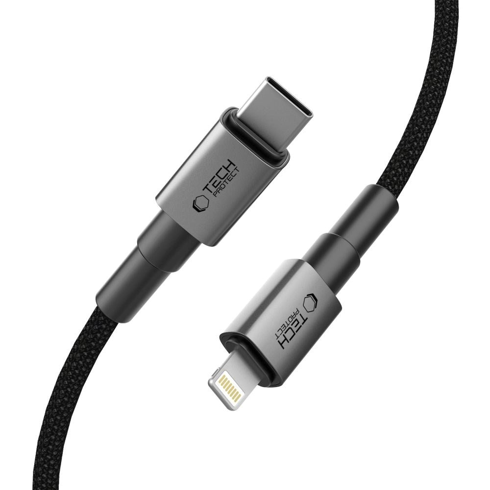 Tech-Protect Ultraboost 27W Lightning til USB-C Kabel - PD - 1m - Sort / Mørkegrå