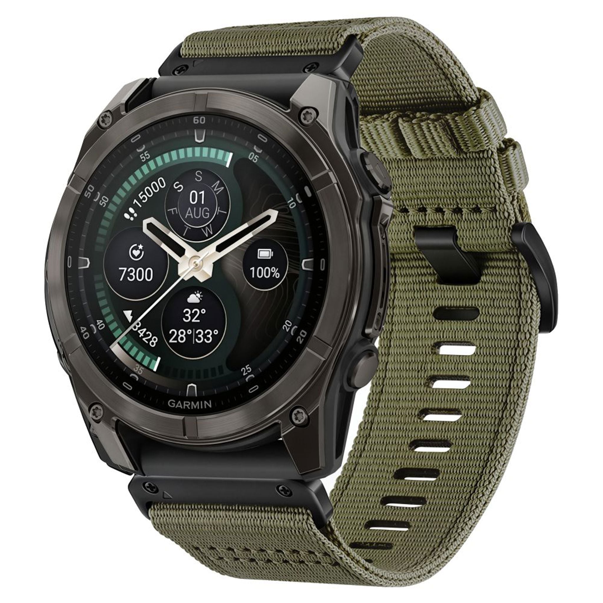 Universal Garmin Rem 26mm QuickFit Tech-Protect Classic Nylon Urrem - Grøn