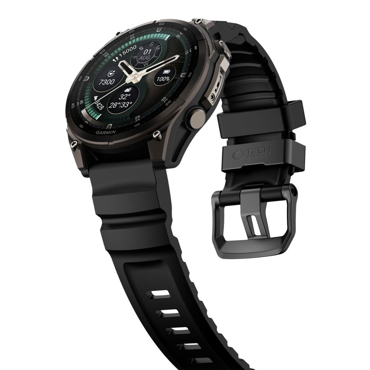 Universal Garmin 22mm QuickFit Tech-Protect Motion Fleksibelt Plast Rem - Sort