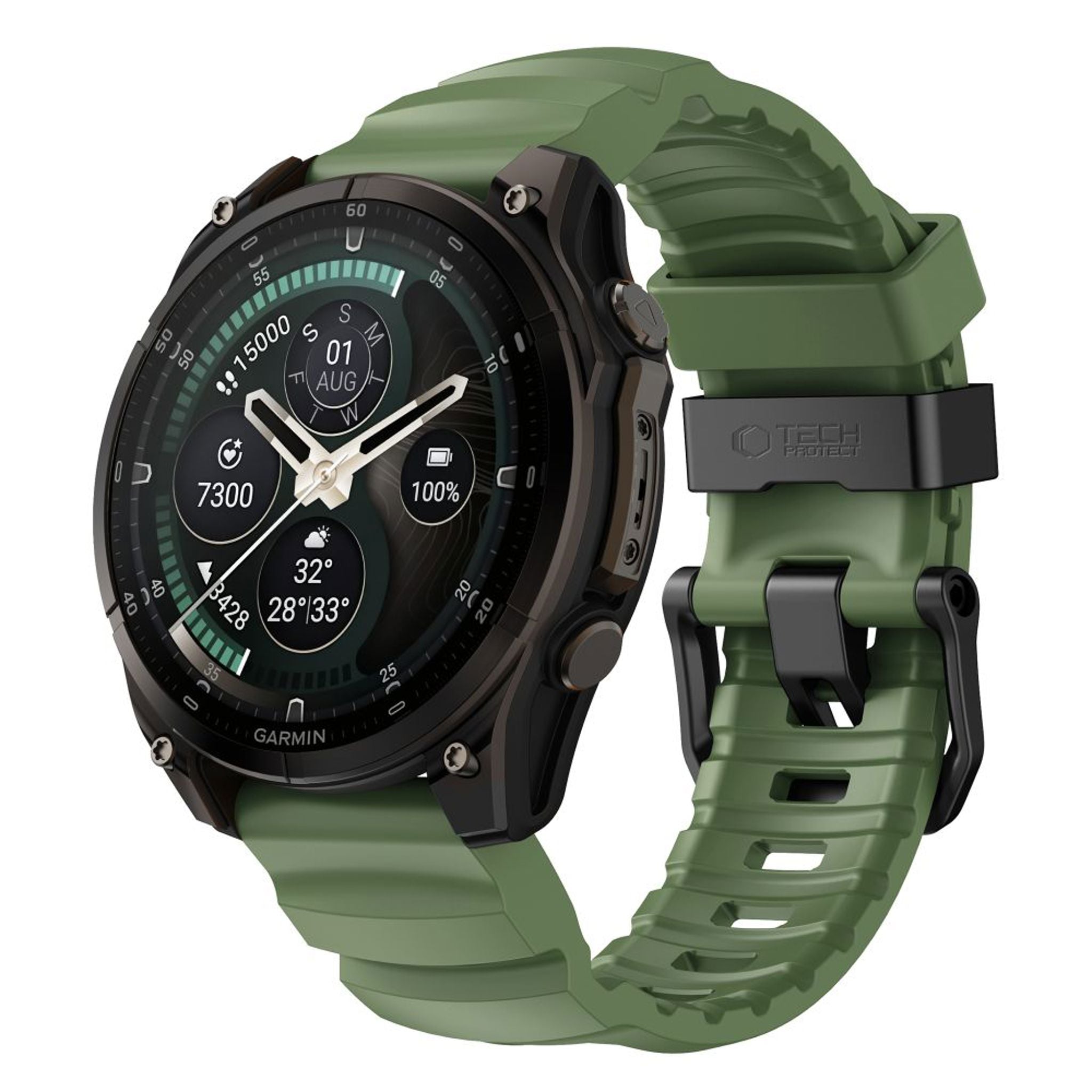 Universal Garmin 26mm QuickFit Tech-Protect Motion Fleksibelt Plast Rem - Grøn