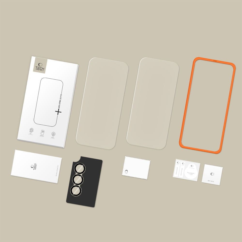 Tech-Protect - Samsung Galaxy A37 - Easy Set+ Beskyttelsessæt m. Skærmbeskyttelsesglas & Kameralinsebeskyttelsesglas - Gennemsigtig