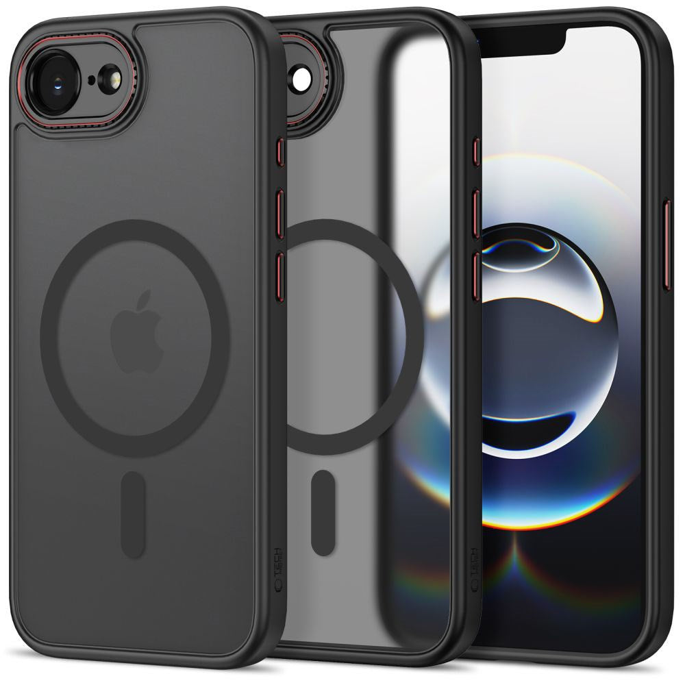iPhone 17e / 16e Tech-Protect MagCam Case - MagSafe Kompatibel - Gennemsigtig / Mat Sort