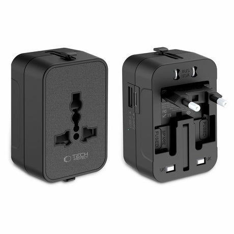 Tech-Protect Rejseadapter - EU / UK / US / AU - Sort