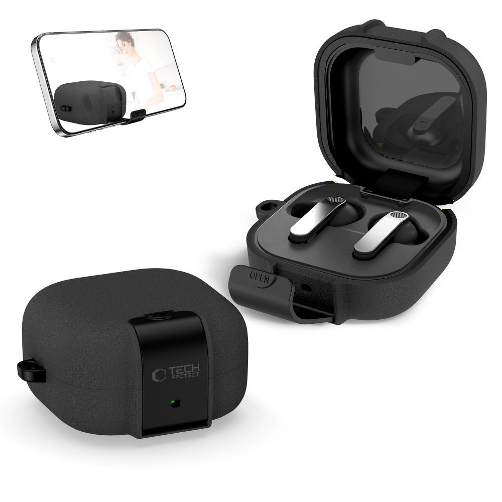 Samsung Galaxy Buds 4 / 4 Pro Tech-Protect Slim Hook Cover - Karabinhage - Sort