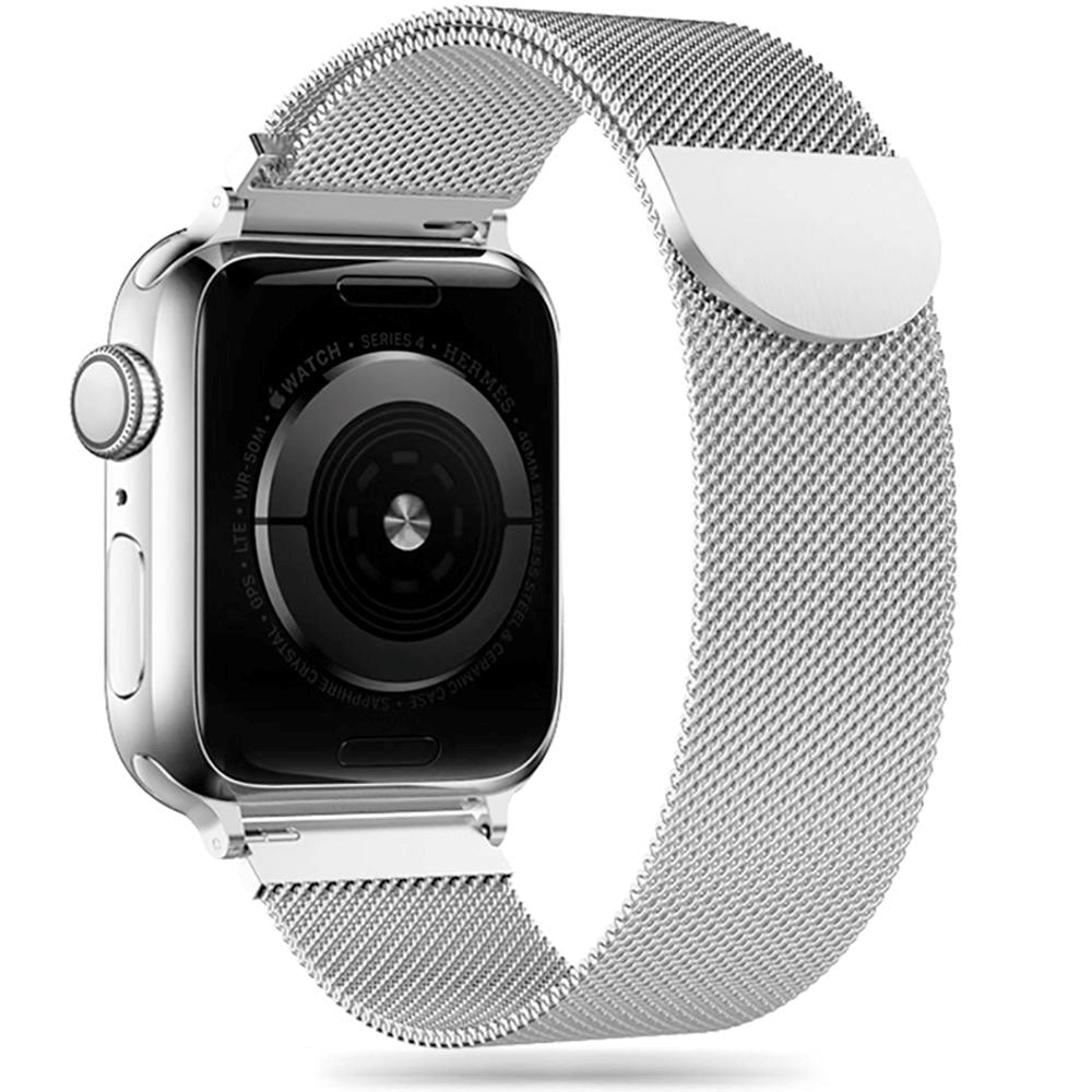 Apple Watch (42/44/SE/45/46/49mm) Tech-Protect Milanse Band Rustfri Stål Rem - Sølv