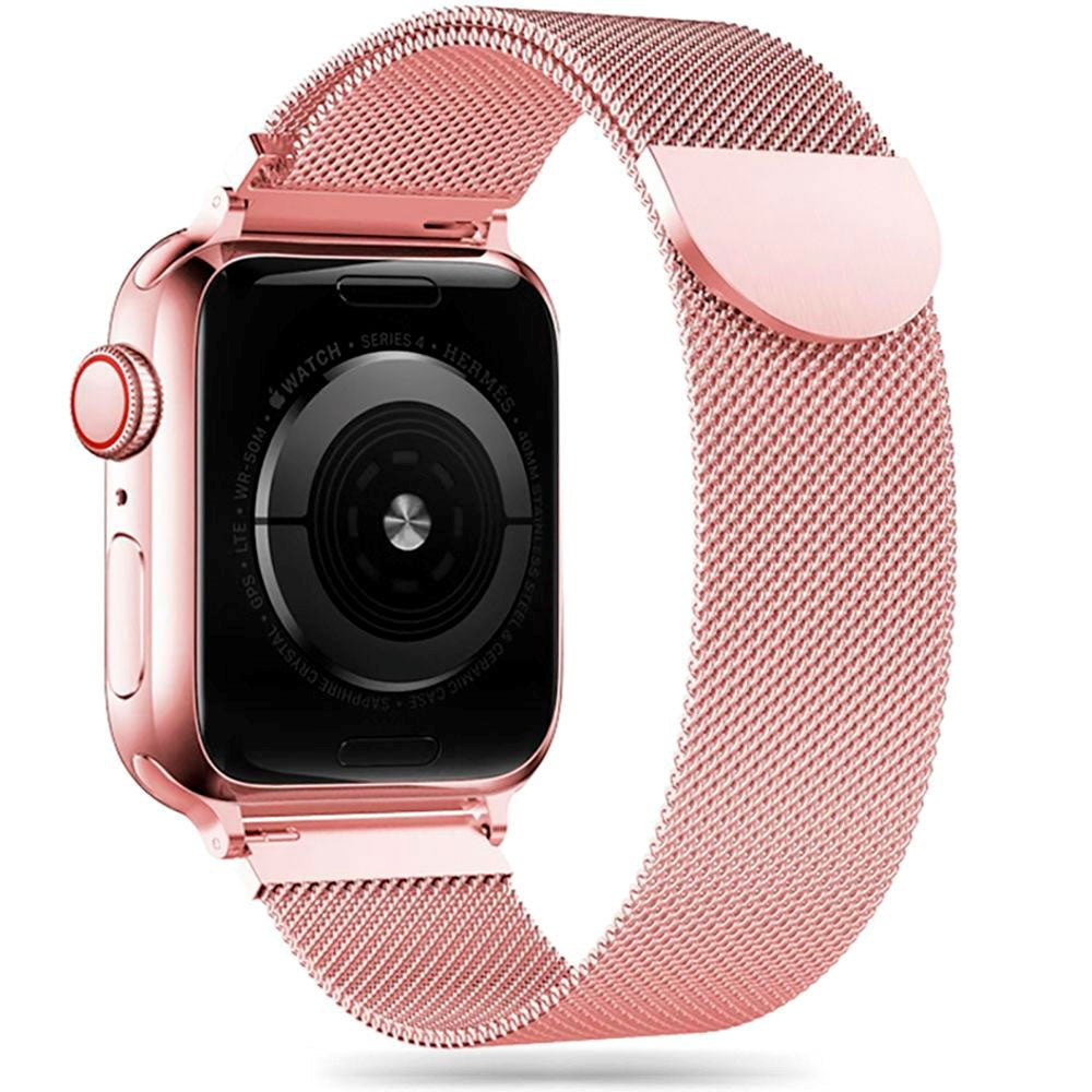 Apple Watch (42/44/SE/45/46/49mm) Tech-Protect Milanse Band Rustfri Stål Rem - Lyserød (DEMO)