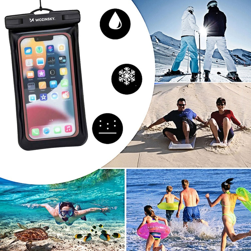 Wozinsky Universal Vandtæt Mobil Cover - Løbearmbånd - Sort