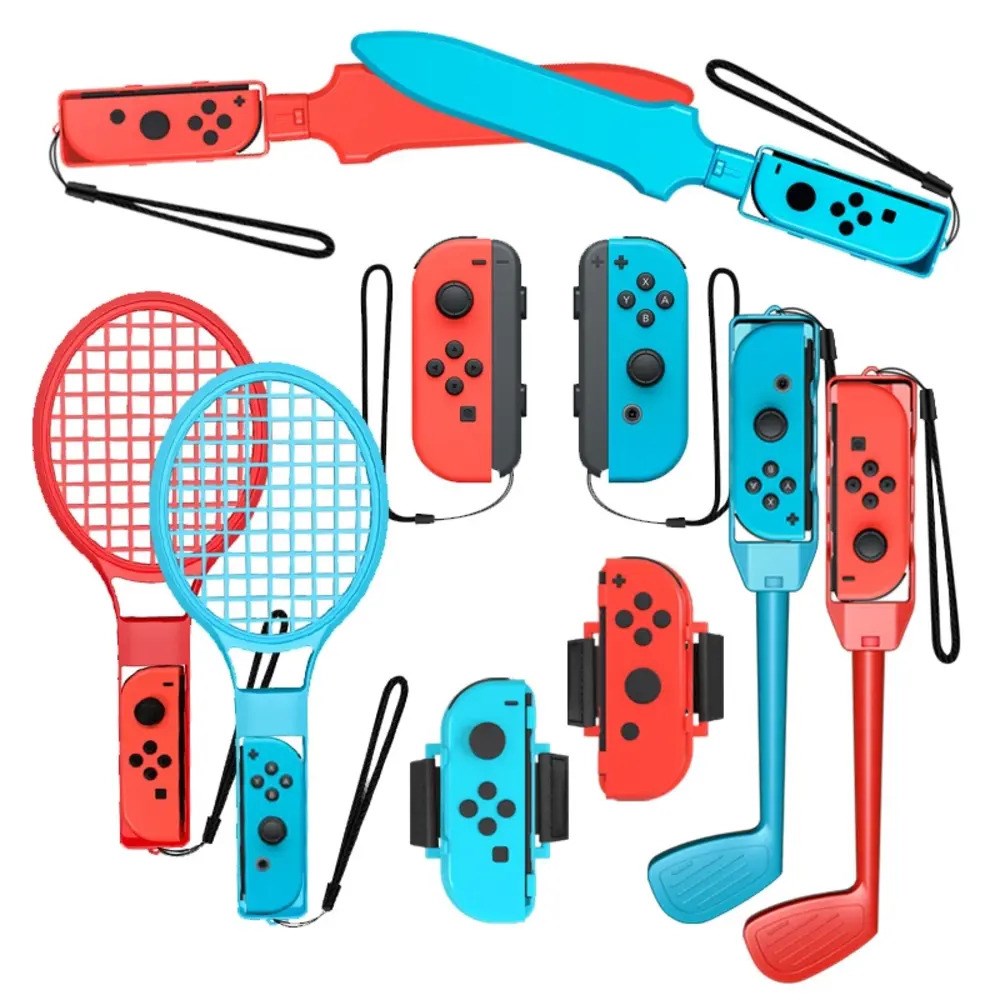Nintendo Switch Hurtel 10-i-1 Familiesæt m. Sportstema - Rød / Blå