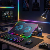 Wozinsky NitroCool Computer Stander - RGB-Lys - Køle-Effekt - Sort