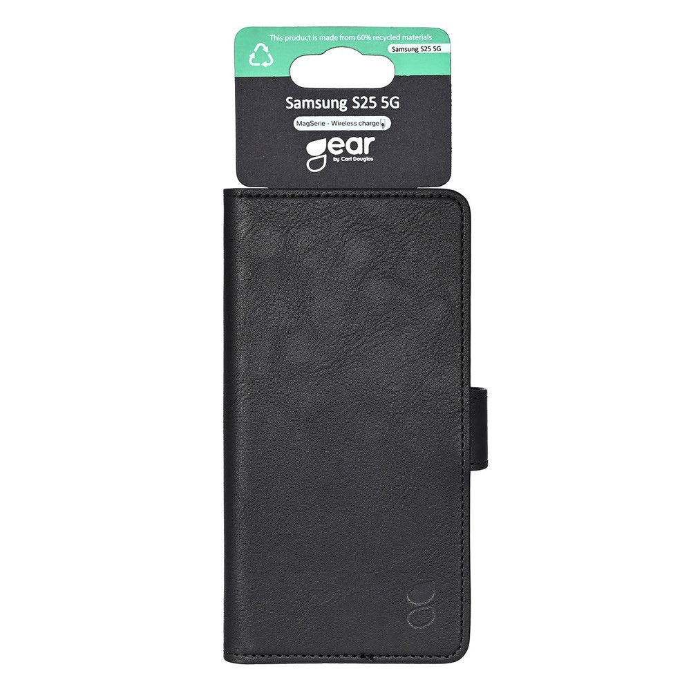 Samsung Galaxy S25 GEAR Classic Flip Cover Kunstlæder - Kortholder og Ståfunktion - Sort