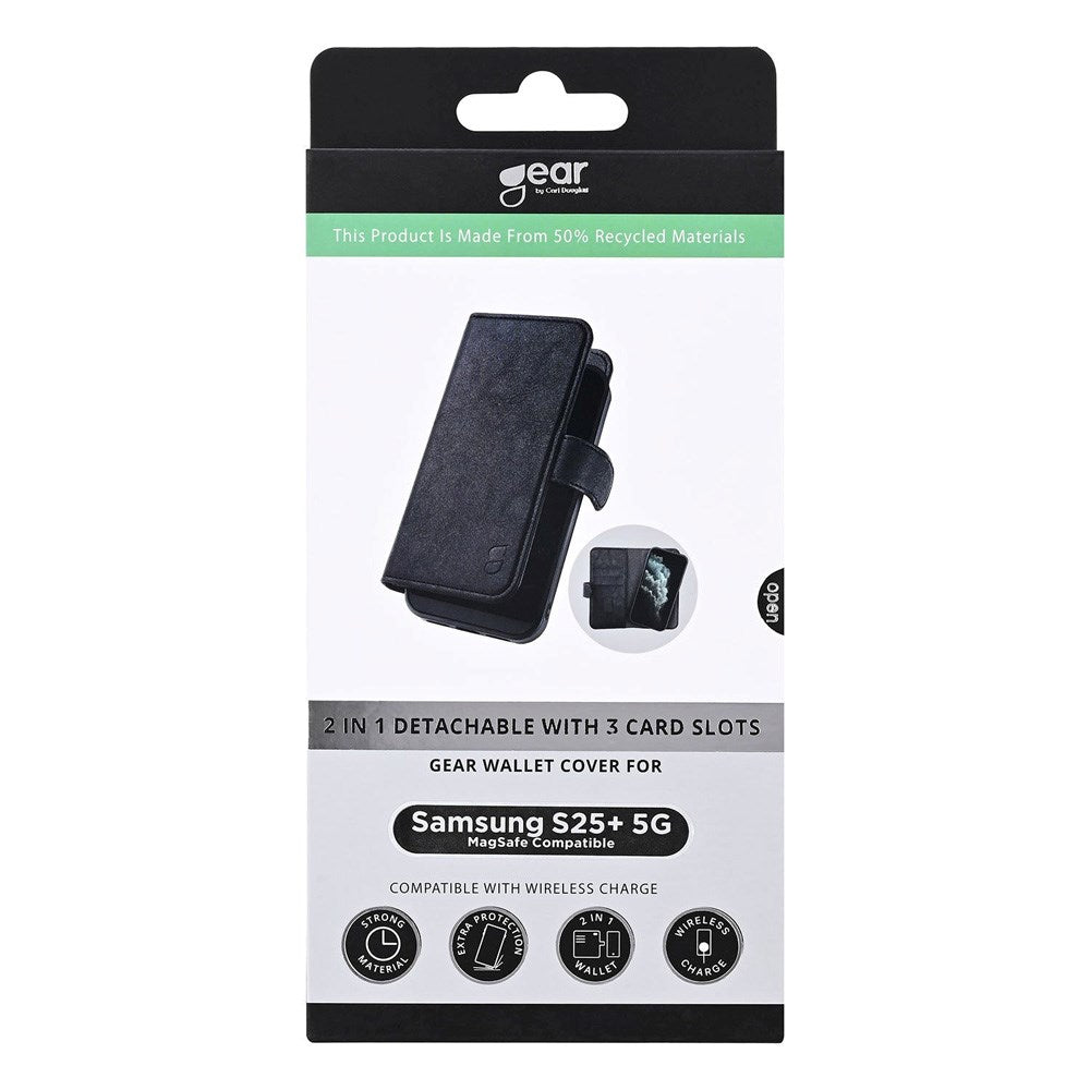 GEAR Samsung Galaxy S25+ (Plus) 2-in-1 Kunstlæder Flip Cover - Kortholder - Sort