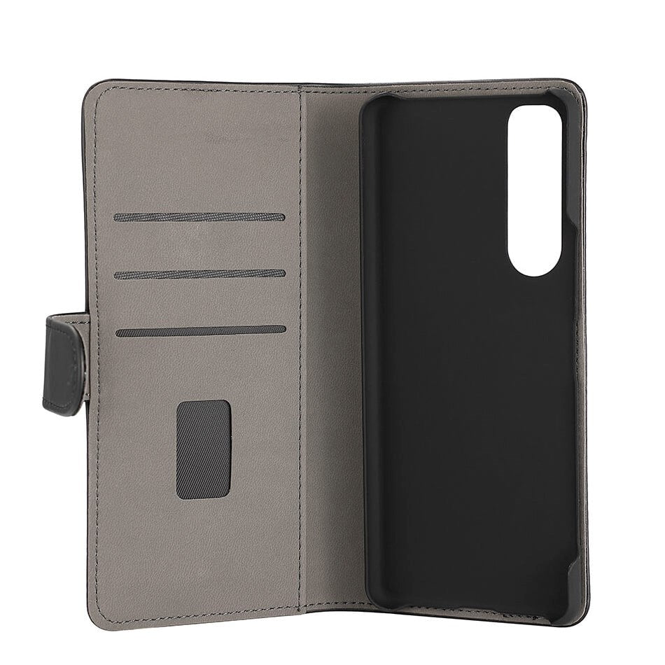 Sony Xperia 5 III Gear Wallet - Imiteret Læder Cover m. Pung - Sort