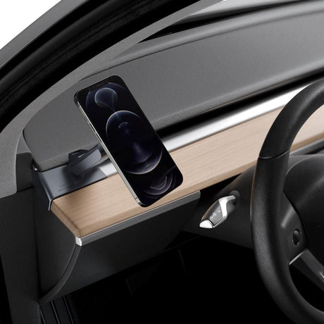 Spigen OneTap Mobilholder til Tesla Model 3 (2020-22) / Model Y (2020-22) - MagSafe Kompatibel - Grå / Sort