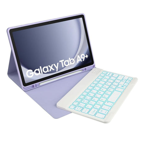 Samsung Galaxy Tab A9+ (Plus) Tech-Protect Keyboard Cover m. Pencil Holder - Engelsk Layout - Lilla