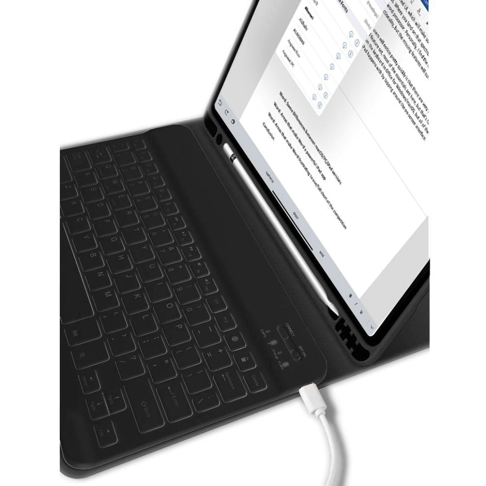 iPad 10.9" (2022) Tech-Protect Keyboard Cover m. Pencil Holder - Engelsk Layout - Sort