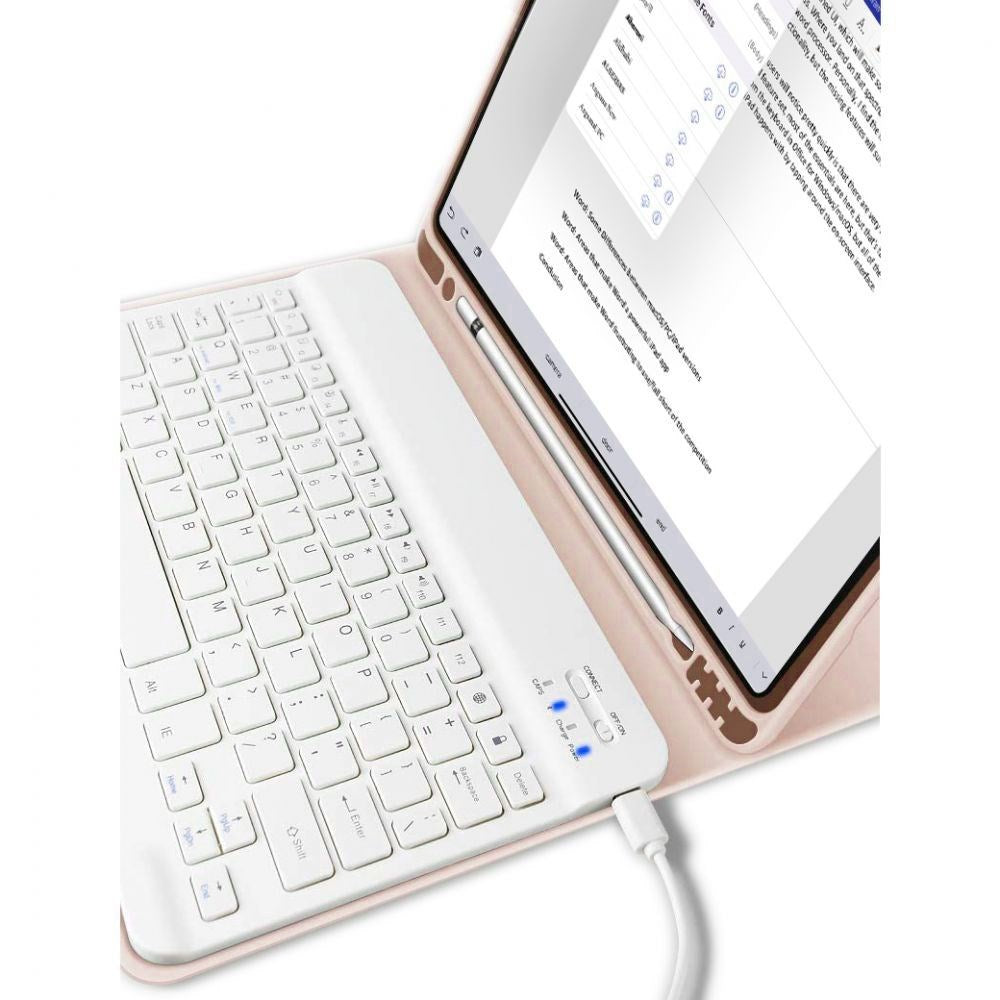 iPad 10.9" (2022) Tech-Protect Keyboard Cover m. Pencil Holder - Engelsk Layout - Lyserød