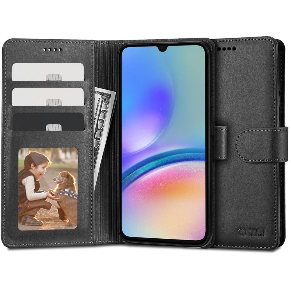 Samsung Galaxy A05s Tech-Protect Wallet Flip Cover m. Pung & Ståfunktion - Sort