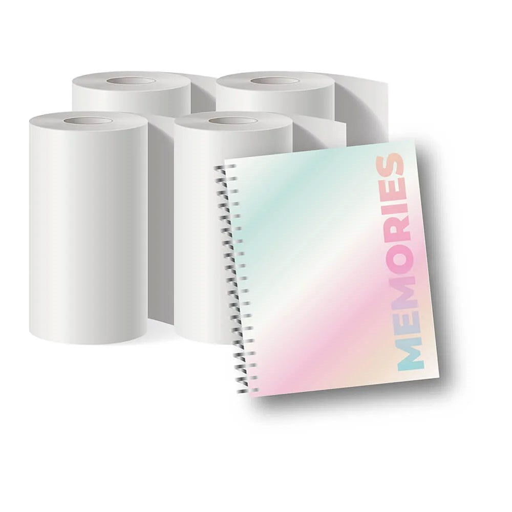MOB Fotopapir til MOB Pixiprint Kamera m. Mindebog & Stickers - 4 stk - Hvid