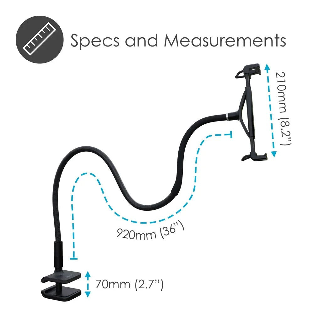 Desire2 Gooseneck Tablet Holder m. Klemme til Bord - Sort