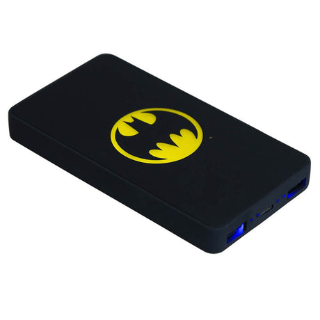 Batman 10W Lysende Powerbank med 2 x USB-A - 6.000 mAh - Sort