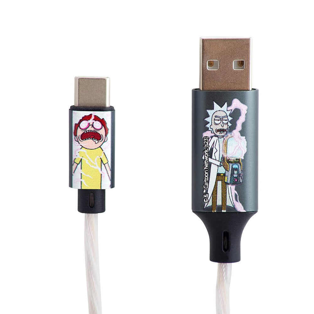 Rick & Morty Light Up USB-A til USB-C Kabel 1.2 Meter - Sort / Multi