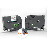 Label Tape Kassette 8 meter Lamineret Kompatibel med Brother P-Touch labelprintere Sort på Hvid - 9mm