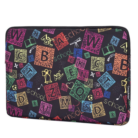 CanvasArtisan Sleeve Til Bærbar PC / Macbook 15" m. Bogstaver - (39 x 28 x 2 cm) - Sort / Multi