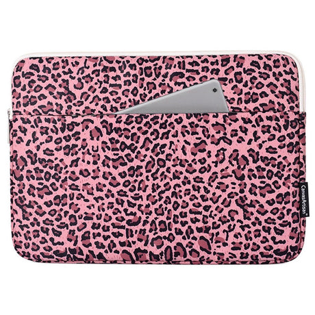 CanvasArtisan Sleeve m. Leopard Motiv Til Bærbar PC / Macbook 15" - (39 x 28 x 2 cm) - Pink Leopard