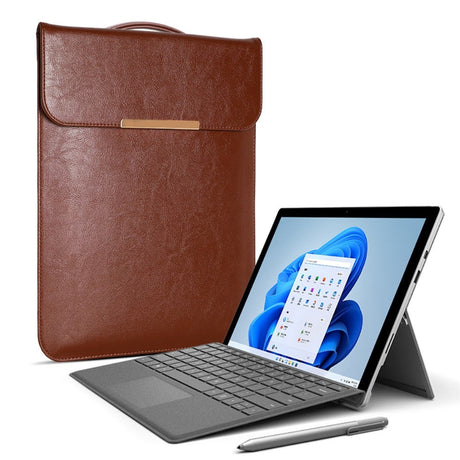 Macbook 13-14" Kunstlæder Sleeve til MacBook m. Lille Taske (33 x 25 cm) - Brun