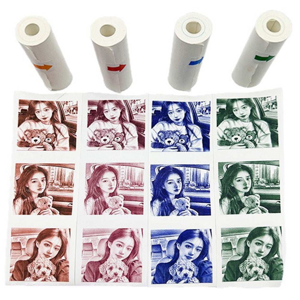 Termisk Fotopapir til Børnekamera - 57 x 25 mm - 4 stk - Rød / Orange / Blå / Grøn