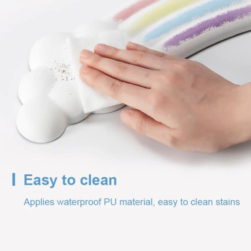 Tastatur Håndledsstøtte m. Skyer & Regnbue Design - Pink