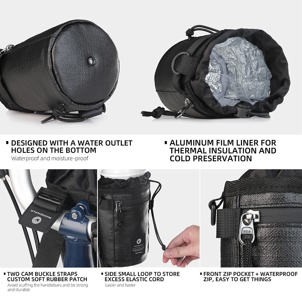 Polyester Cykelstyr Taske m. Strop - Sort