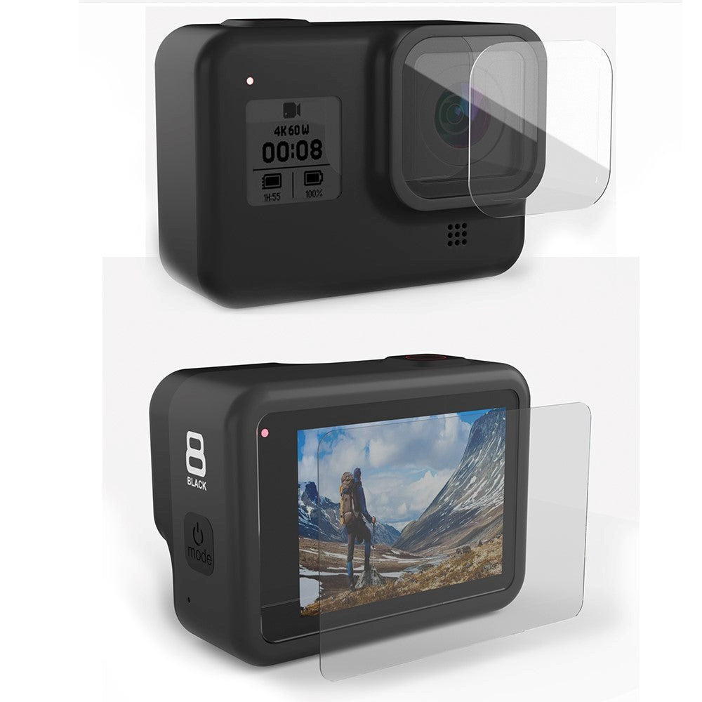 GoPro Hero 8 Beskyttelsessæt med Hærdet Glas & Beskyttelsesfilm - Gennemsigtig